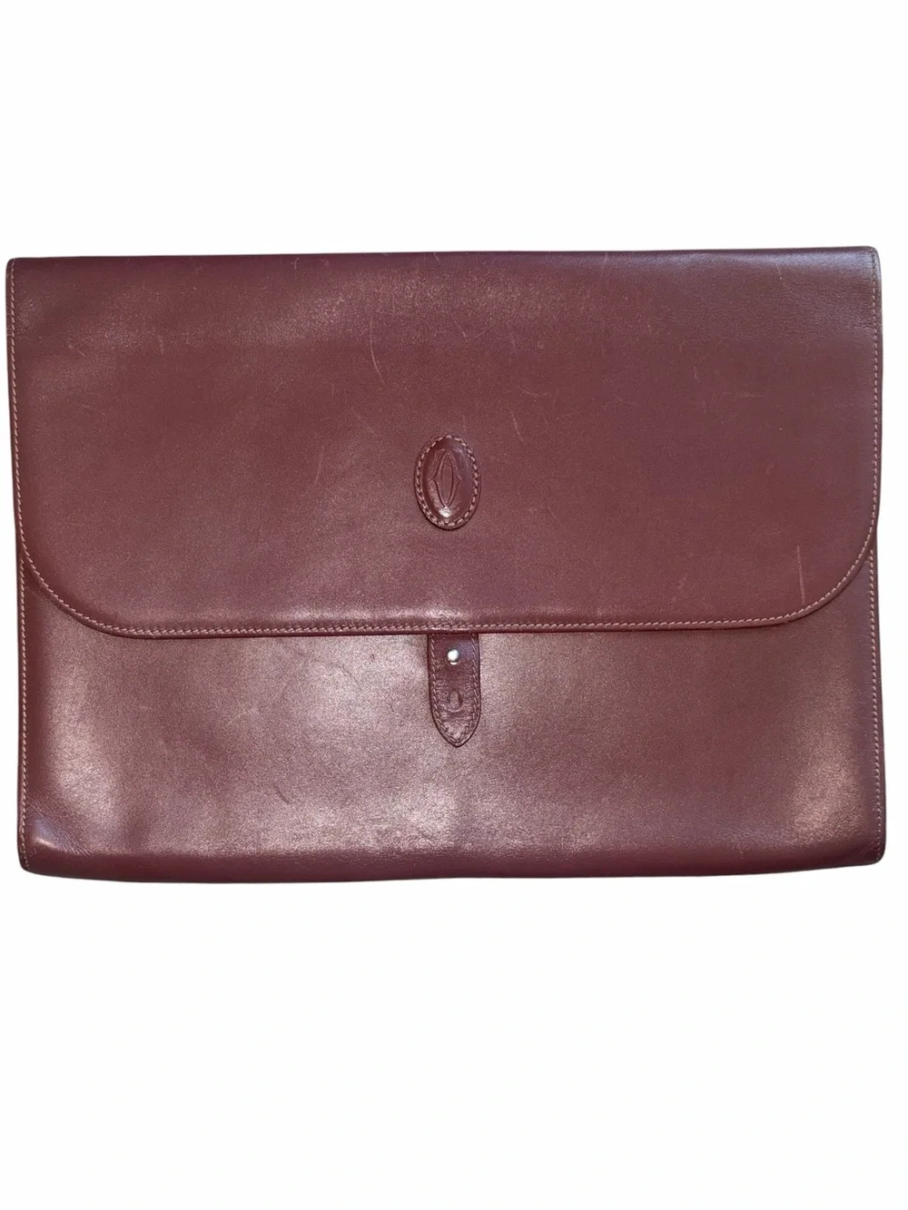 EUC Cartier Bordeaux Burgundy Leather Large Envelope Clutch ♥️🌹 Classic Luxury